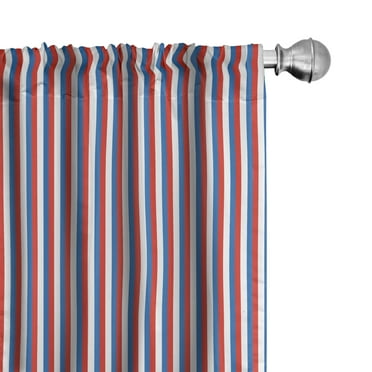 Ambesonne Harbour Stripe Curtains, Patriotic Colors, Pair of 28"x84", Violet Blue Vermilion