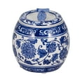 thumbnail image 2 of Sagebrook Home 8 Oz Ceramic Peony Chinoiserie Lidded Candle, Blue/White, 2 of 10