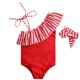 thumbnail image 1 of Traje de baño para bebé, traje de baño para niñas pequeñas, traje de baño para niñas con un solo hombro + traje de baño con parte inferior de cintura alta (2 piezas), 1 of 6