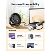 Warmco Small USB Desk Fan with Touch Control, Plug-in Personal Fan, Black