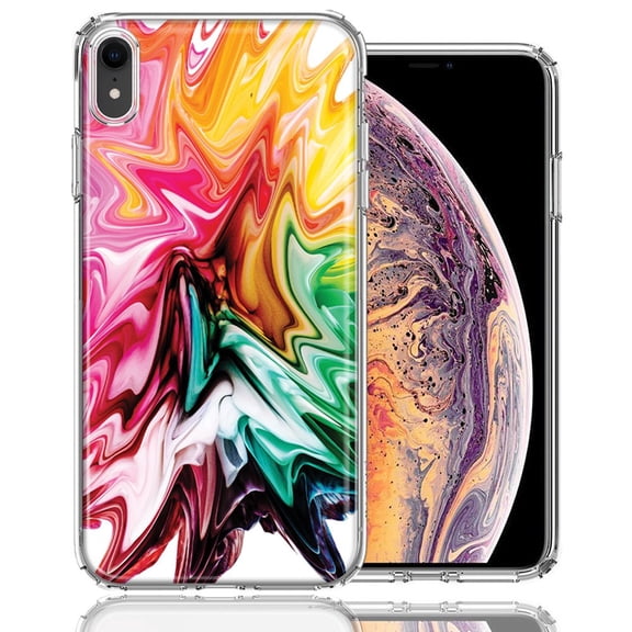 MUNDAZE For Apple iPhone XR Rainbow Flower Abstract Design Double Layer Phone Case Cover