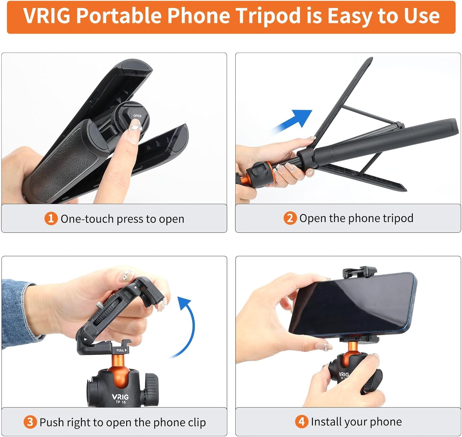 NEOYFC  55" Selfie Stick Tripod with Hidden Phone Holder, TP-16 Extendable Camera Stand with 360° Ball Head & Rotatable Cold Shoe, for iPhone, Mirrorless Camera, Action Cameras
