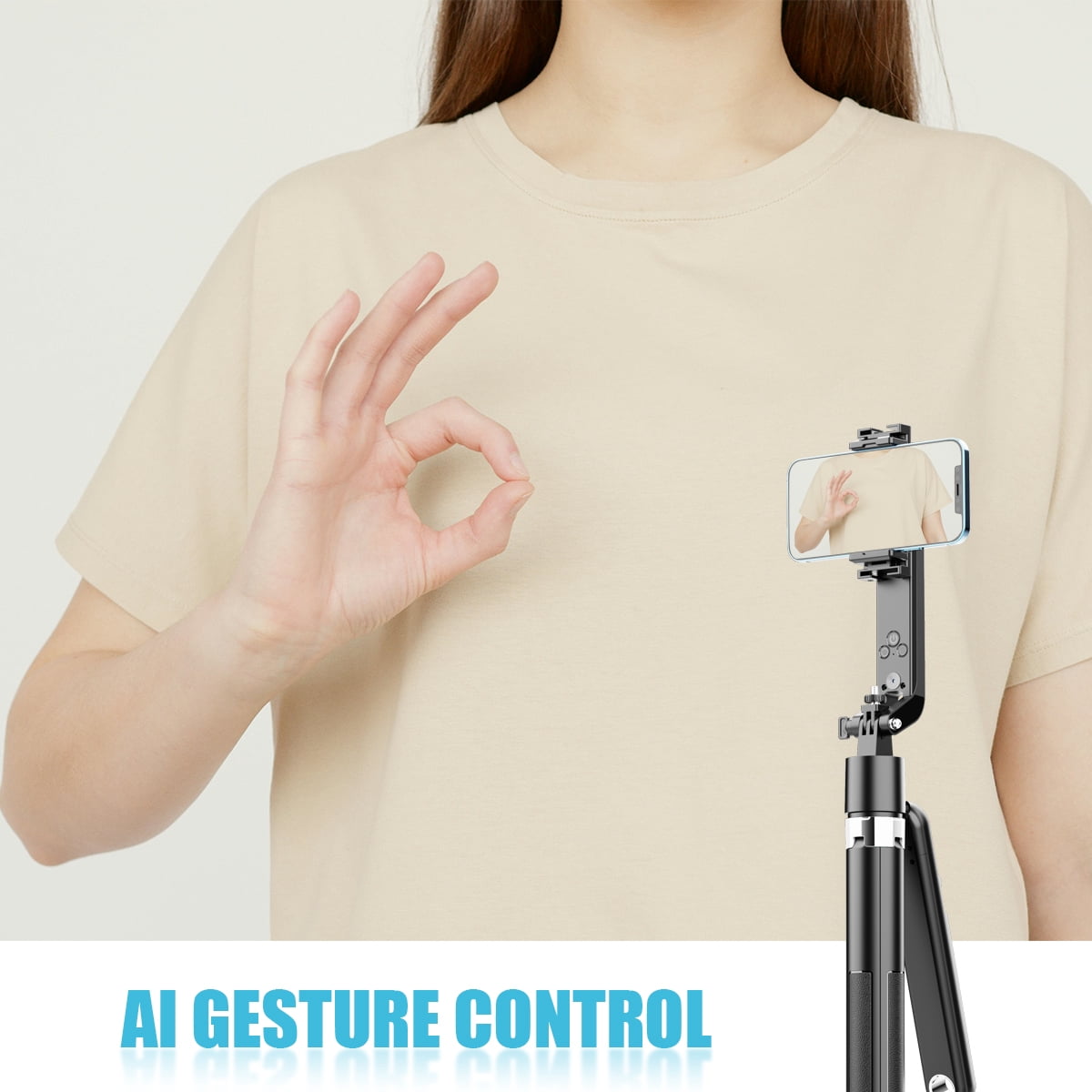 Performance Master 71 inch Smart Selfie Stick & Tripod 360° Rotation with Remote AI Gesture Control