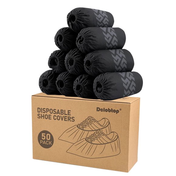 Fundas desechables para zapatos Clobtop negras reciclables, 50 unidades