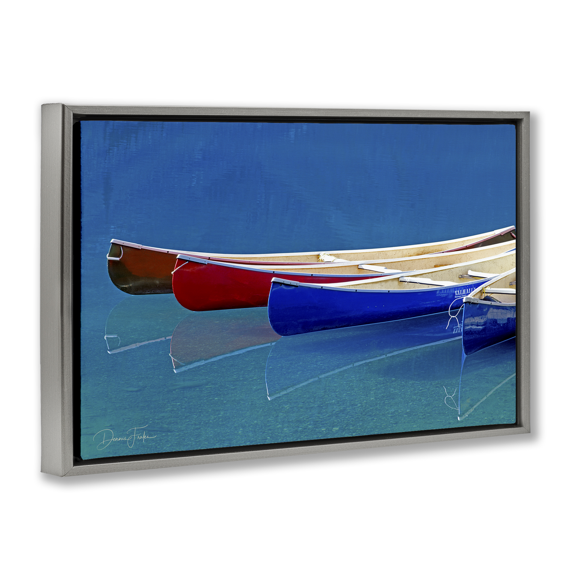 Stupell Industries Various Canoe Boats Transportation Photography Gray Floater Framed Canvas Art Print Wall Art, 31 x 21