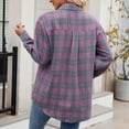 thumbnail image 5 of felwors Women's Plaid Flannel Button-Down Shirt - Oversized Long Sleeve Casual Shirt Jacket for Fall & Winter Grey, XXL, 5 of 6