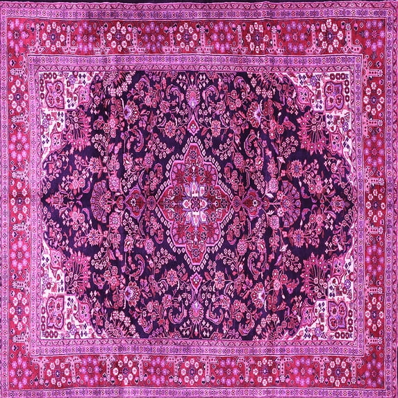 Ahgly Company Indoor Square Medallion Pink Traditional Area Rugs, 6' Square