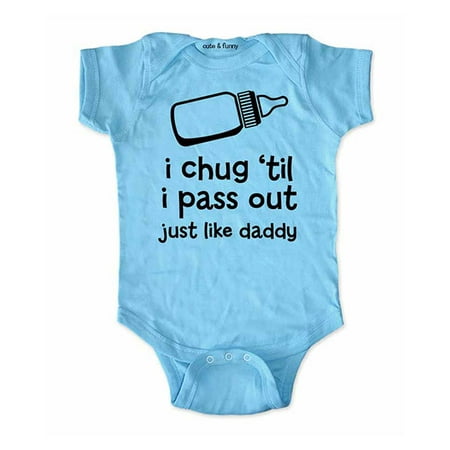 

I chug til I pass out just like daddy - wallsparks cute & funny Brand - baby one piece bodysuit - Great baby shower gift!