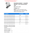 thumbnail image 2 of Brake Master Cylinder 1 - Compatible with 2003 - 2007 Chevrolet Express 3500 - Autopart Premium, 2 of 2
