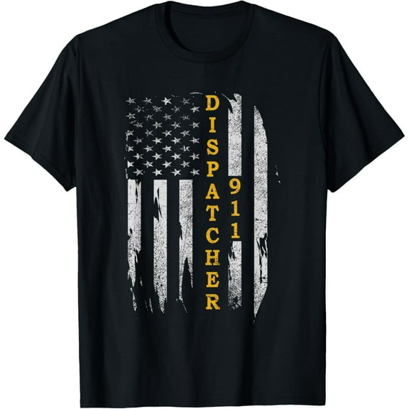 t-shirt Thin Gold Line Flag American USA Patriotic 911 Dispatcher T-Shirt mens t shirt，black，women，funny，misfits，men，journey