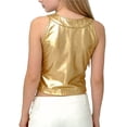 thumbnail image 5 of Girls Metallic Crop Top Sleeveless High Neck Gold Shiny Glitter Cami Party Outfits Tween Girls Clothes,Size 7-8T, 5 of 5