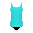 thumbnail image 5 of SROBPTY Women's Solid Color Crew Neck Bikini Top with Padded Light Blue,S, 5 of 5