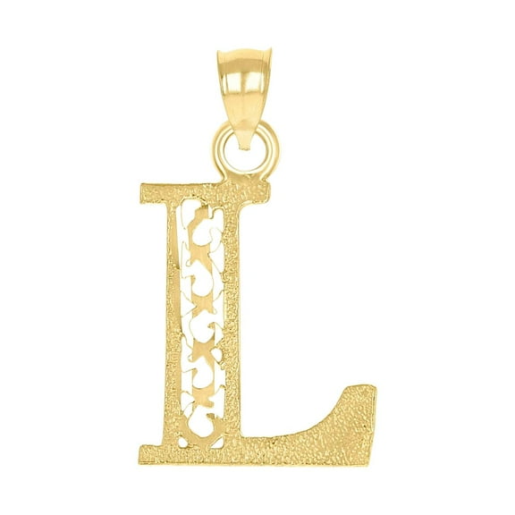 10k Yellow Gold Unisex Initial Letter L Charm Pendant Necklace 24.5x12.80mm Wide Pendant for Women