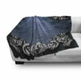thumbnail image 3 of Victorian Soft Flannel Fleece Throw Blanket, Iron Ornament on Wooden Britain Gothic Revival Artwork Peace Print, Cozy Plush for Indoor and Outdoor Use, 50" x 70", Dark Blue Grey, by Ambesonne, 3 of 6
