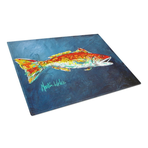 Caroline's Treasures Fish - Red Fish Red for Jarett Glass Cutting Board Large