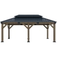 thumbnail image 4 of Jocisland 12x20 FT Hardtop Gazebo, Solid Wood Pavilion with Iron Double Roof, Outdoor Pergola, 4 of 9