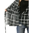 thumbnail image 6 of Allegra K Women's Plaid Drawstring Waist Short Sleeve V-Neck Peplum Wrap Blouse, 6 of 6