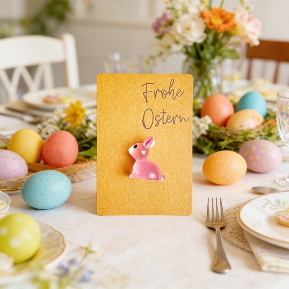 QuanTara Glowin The Dark Easter Bunny Resin Keychain with Greeting Card, 3.14x2.12in Rabbit Pocket Card Gift for Easter Birthday, Decorative Keychain