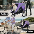 thumbnail image 2 of 2-in-1 Dog Bike Trailer, Heavy Duty 100lbs Pet Stroller Cart Bicycle Carrier, Easy Folding Cart Frame with Quick Release Wheels and Internal Leash, Purple, 2 of 9