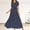 Navy, variant on Patlollav Womens Round Neck Short Sleeve Beach Polka Dot Bandage Long Maxi Dress