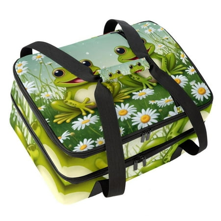 

Anna Cowper Insulation Bags Travel Shopper Insulated Food Delivery Bag Picnic Bag Hand-held Cooler Bag Frog Daisy