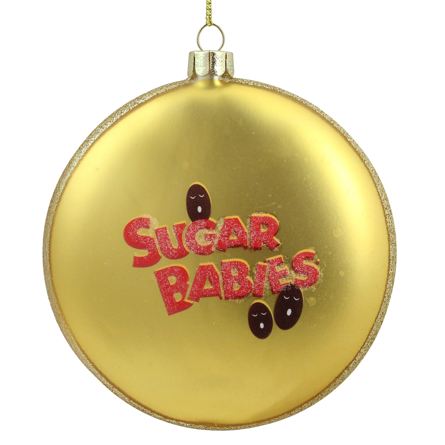 4" Candy Lane Tootsie Roll Gold Sugar Babies Bite Size Caramel Candies Christmas Disc Ornament
