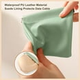 thumbnail image 5 of JUMNUYCUH Snap Closure Leather Organizer Pouch, Portable Waterproof No Zipper Self-Closing Mini Makeup Bag, Small Travel Storage Bag for Cosmetics Headphones Jewelry, Pouches for Purse, Orange, 5 of 9