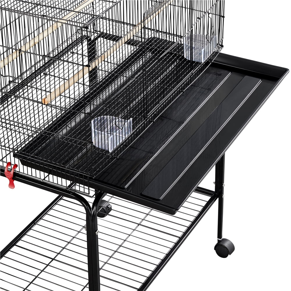 Yaheetech 47-in Flight Birdcage with Rolling Stand for Small Birds Parrots Parakeets Conures, Black