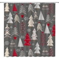 thumbnail image 1 of Christmas Tree Shower Curtain Retro Christmas Tree Star Snowflake Merry Christmas Geometric Vintage Rustic Winter Holiday Bathroom Decor Fabric Curtain with Hooks, 1 of 2