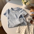 thumbnail image 2 of Gyujnb Lace Crew Neck Short Sleeve T Shirt Casual Solid Basic Tee (Toddler,Little Girls),12-18 Months, 2 of 5