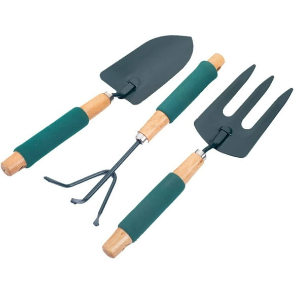 Garden Tool Set, Heavy Duty Carbon Steel 3 Piece Garden Tool Set, Outdoor Gardening Work Set with Ergonomic Sponge Handle