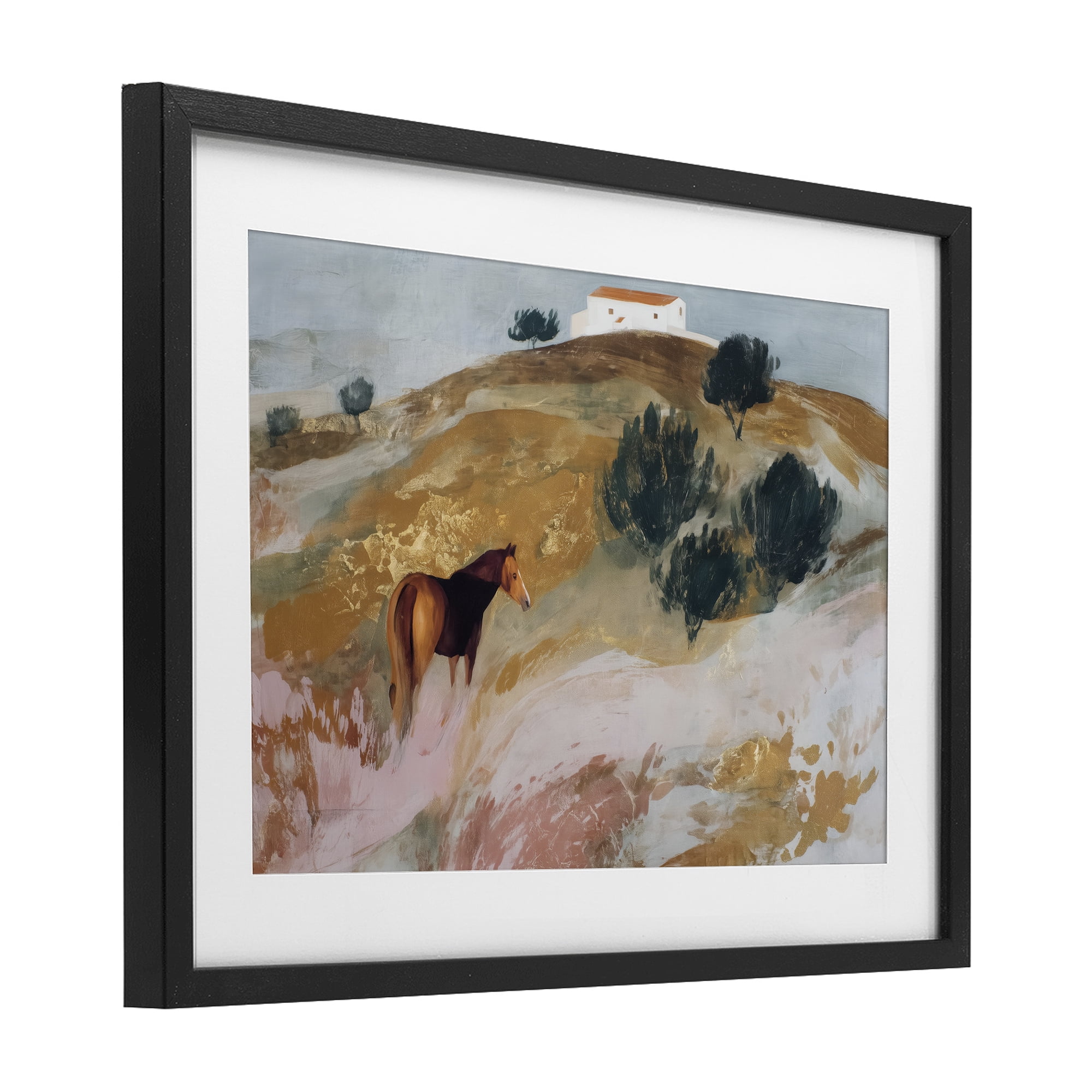 Stupell Industries Horse in Tuscan Countryside Black Framed Print Under Glass, design by Chromatic Storm Studio