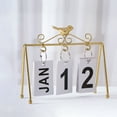 thumbnail image 2 of Godderr Nordic Style Bird Table Calendar Metal Bracket Flip Stand Calendar, Home Decor 6.7x7.1in, 2 of 5