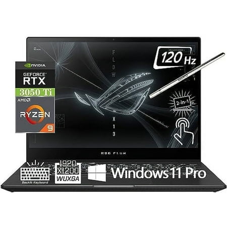 ASUS 2023 Newest ROG Flow 13.4" 2 in 1 Touch Light Thin Gaming Laptop, Ryzen 9 6900HS(> i9-11980HK, GeForce RTX 3050Ti, WUXGA (1920x1200) 120Hz, 16GB DDR5, 1TB PCIe SSD,Backlit KB, Win 11 Pro, Black