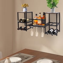 Wall Mounted Wine Storage Display Rack Industrial Bars Wall Wine Glasses Shelf