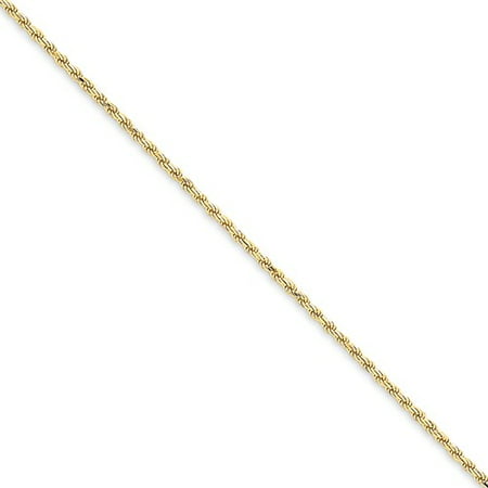14k Yellow Gold 8in 1.4mm D/C Machine-Made Lobster Clasp Rope Chain Bracelet/Wt-2.46g