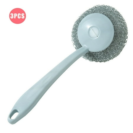 

3 Pcs Scrub Brush Cleaning Dishes Brush Wire Bristles Long Handle for Kitchen Pot Pans