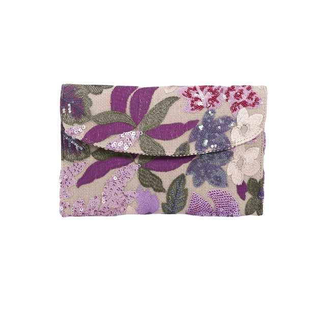 Bolso de mano Verdusa con bordado floral y lentejuelas moradas para mujer