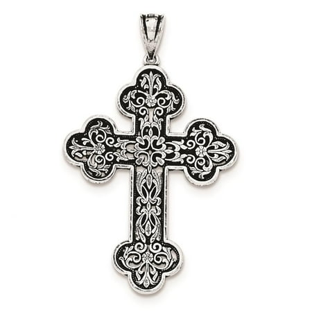 925 Sterling Silver Antiqued Large Filigree Cross Charm Pendant