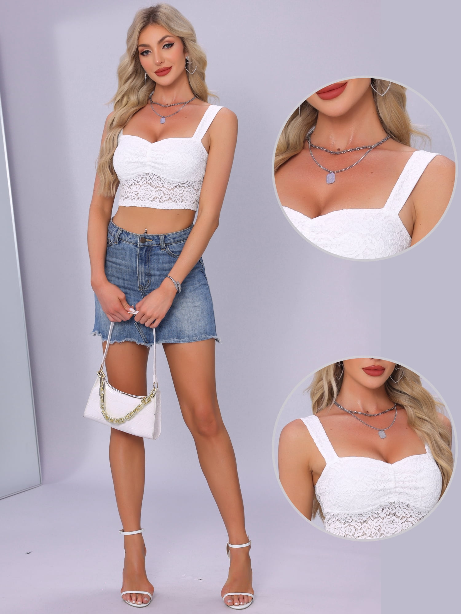 DARING DIVA Women Summer Sleeveless Trendy Y2K Going Out Cropped Tank XL White