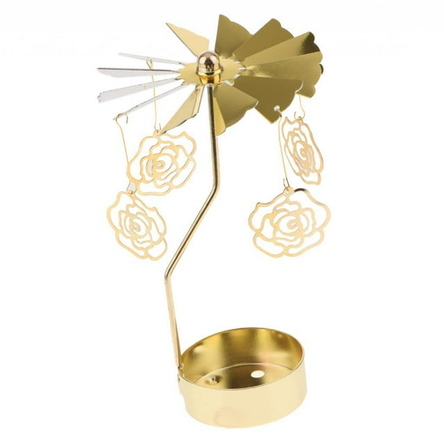 GUOOL Xmas Decor Rotary Candlestick Candle Holder Tealight Lantern Candelabra Rose