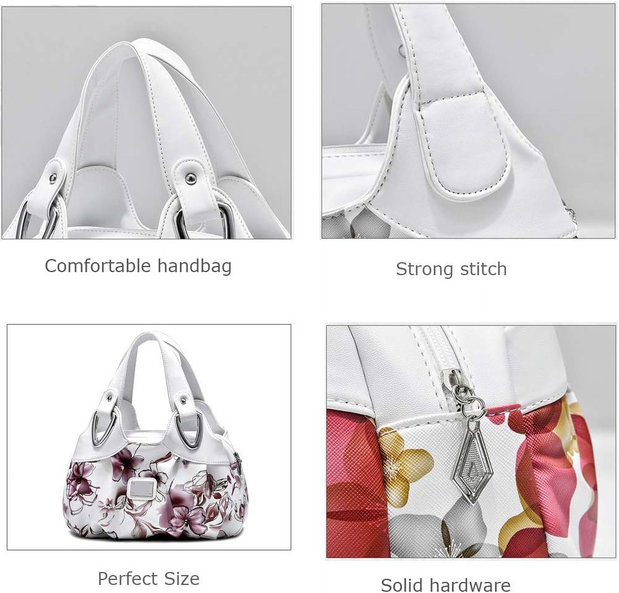 Vegan Leather Purse for Women Fashion Hobo Style Floral Handbag