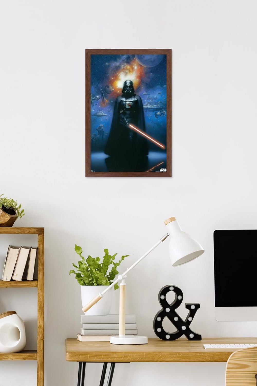 Star Wars: Saga - Vader in Space Wall Poster, 14.725" x 22.375" Framed
