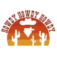 thumbnail image 1 of Vinyl Art 13" x 20" Cowboy Bandit Silhouette Bedroom Wall DÃ©cor Desert Cactus Plants Cowboy Hat & Mask Design Howdy Howdy Howdy Lettering Art Home Living Room Wall Decal Sticker, 1 of 1