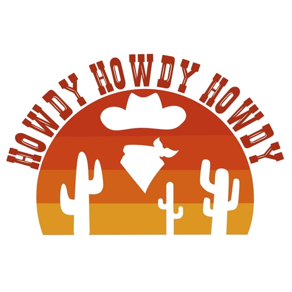 Vinyl Art 13" x 20" Cowboy Bandit Silhouette Bedroom Wall Décor Desert Cactus Plants Cowboy Hat & Mask Design Howdy Howdy Howdy Lettering Art Home Living Room Wall Decal Sticker
