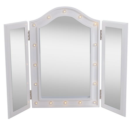 Lighted Tabletop Tri Fold Vanity Mirror, Lighted Tabletop Tri Fold Vanity Mirror With Led Lights
