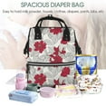thumbnail image 5 of Daiia Leaves And Anemone Flowers In Red Grey Large Capacity Baby Bag Waterproof Stylish Diaper Bag Mummy Backpack Adjustable Straps Diaper BagBaby Essentials Bag, 5 of 6