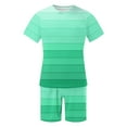 thumbnail image 5 of GNFQXSS Mens Short Sleeve 2 Piece Set Regular Crew Neck Pullover Lightweight Quick Dry Ombre Print For Summer Wear Green XL, 5 of 5