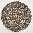 thumbnail image 2 of 3 Pcs Dining Table Placemats Set,14.96 Inch Round Kitchen Table Mats,Disposable Handwoven Paper Circle Placemats,Paper Woven Decorative Place Mat,for Dinning Decor Wedding Centerpiece,Brown, 2 of 4
