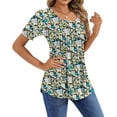 thumbnail image 3 of Fantaslook Blouses for Women Pleated Short Sleeve Tunic Tops Dressy Casual Summer Shirts, 3 of 9